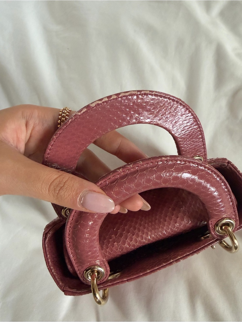 Authentic Mini Lady Dior in Blush Python with Gold Hardware — FULL SET from 2019 - Picture 14 of 16